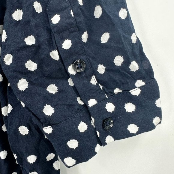 TYLHO Anthropologie Blouse Womens Button Down Short Sleeve Swing Polka Blue S - Picture 5 of 9